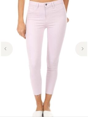 L’AGENCE Margot Cropped Skinny Jeans Women 31 Pink High Rise Raw Hem Stretch